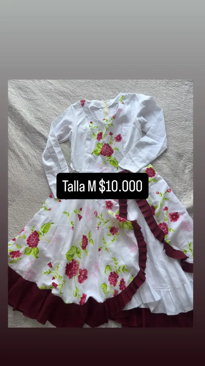 Vestido folclórico floral talla M-L - 1