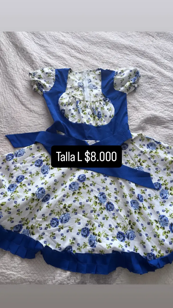 Vestido folclórico floral talla M-L - 3