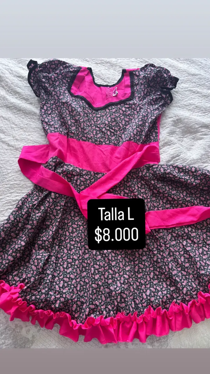 Vestido folclórico floral talla M-L - 4