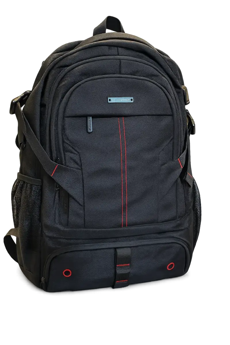 Mochila negra para laptop Hardley con detalles rojos - 1