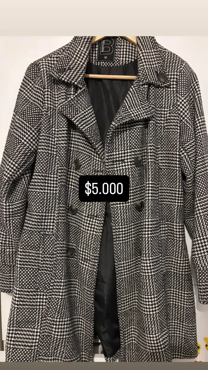 Abrigo de Lana a Cuadros para Mujer Talla M - 2