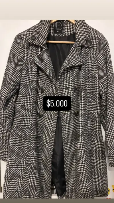 Abrigo de Lana a Cuadros para Mujer Talla M - miniatura 2