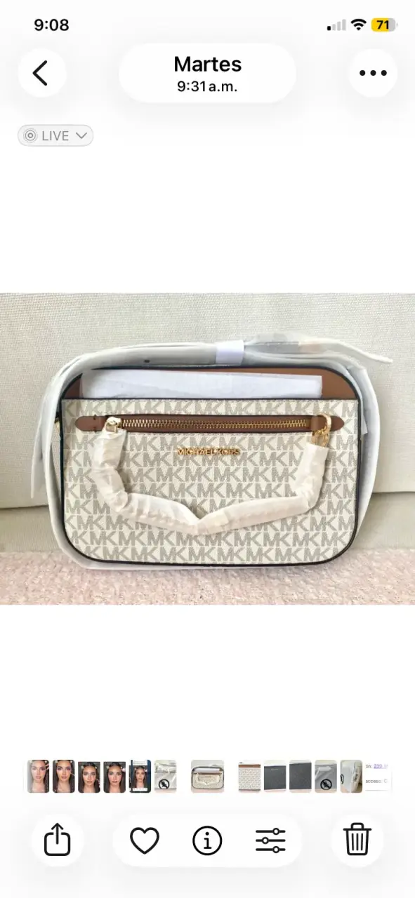 Bolso bandolera Michael Kors beige con logo