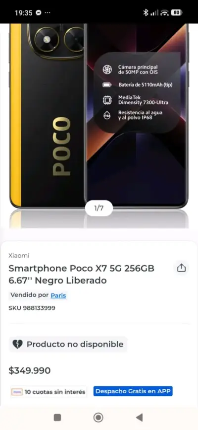 Smartphone Xiaomi Poco X7 5G 256GB Negro - miniatura 1