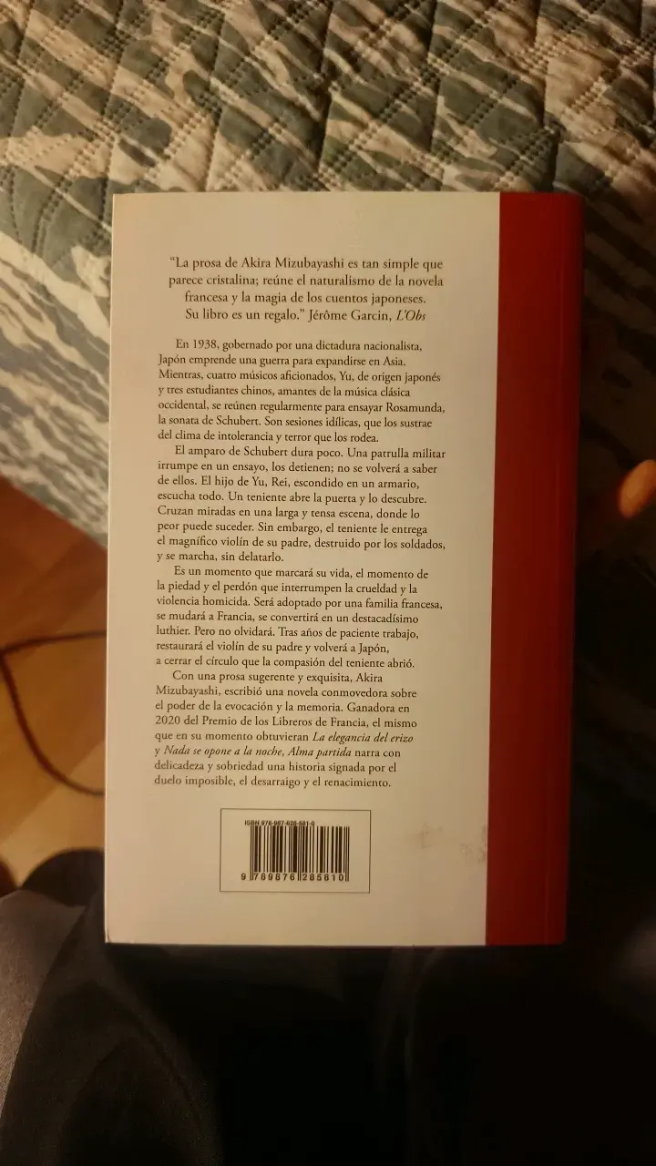 Libro 'Alma Partida' de Akira Mizubayashi - 2