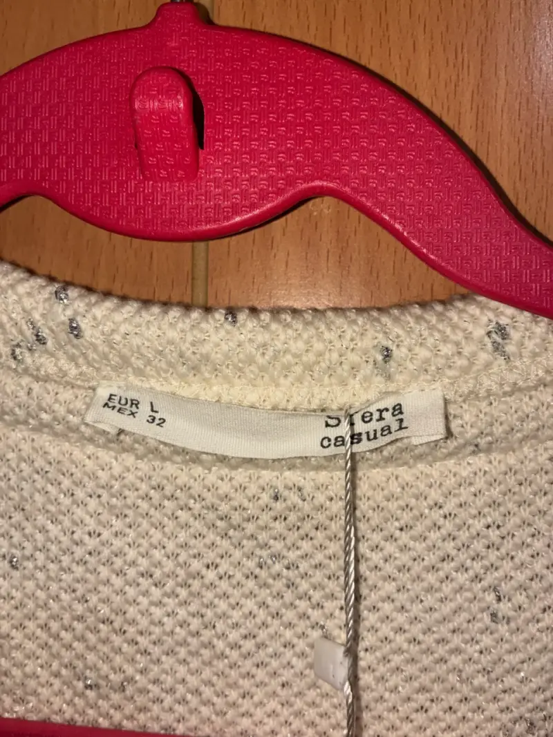Chaqueta de tweed beige con detalles negros - 3