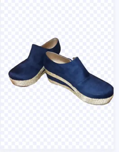 Zapatos de plataforma azul con detalles dorados - miniatura 2