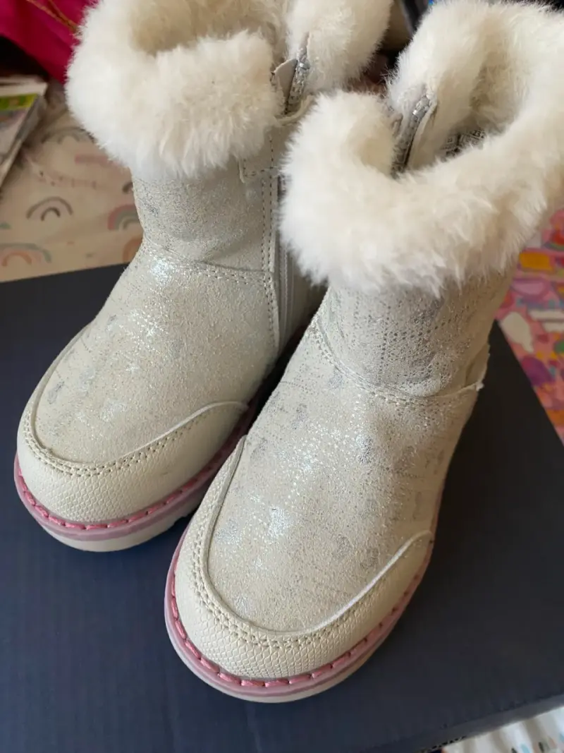 Botas de niña beige con forro de peluche - 4
