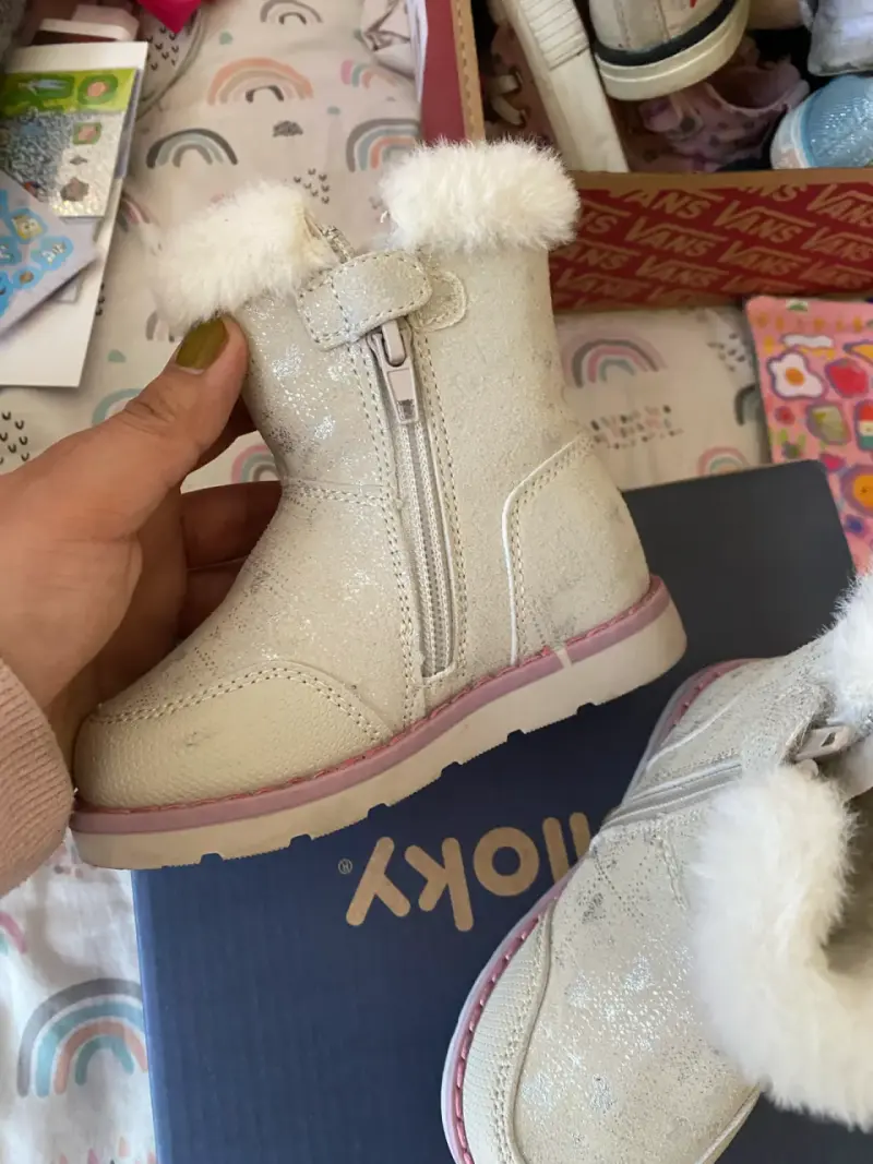 Botas de niña beige con forro de peluche - 6