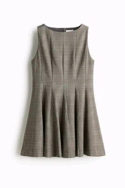 Vestido corto a cuadros sin mangas - miniatura 1