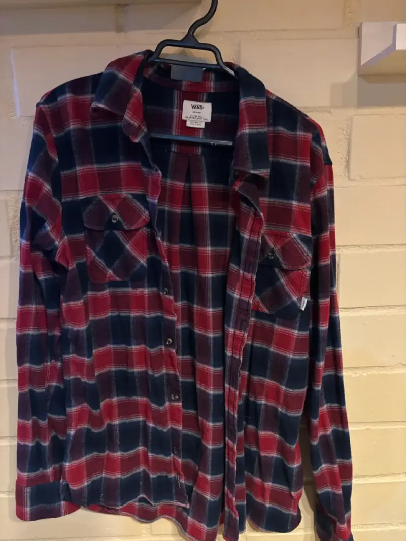 Camisa de franela a cuadros Vans roja y azul