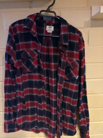 Camisa de franela a cuadros Vans roja y azul - miniatura 1