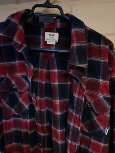 Camisa de franela a cuadros Vans roja y azul - miniatura 2