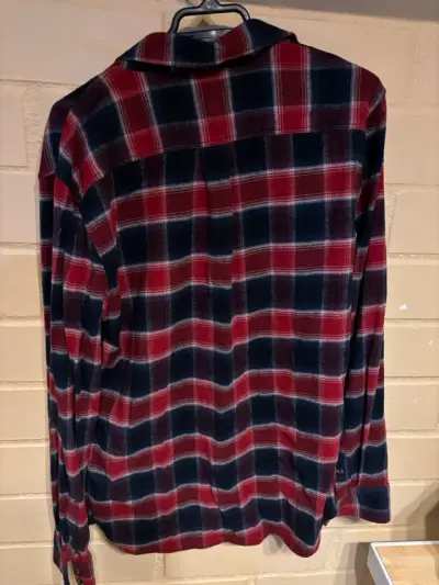 Camisa de franela a cuadros Vans roja y azul - miniatura 3