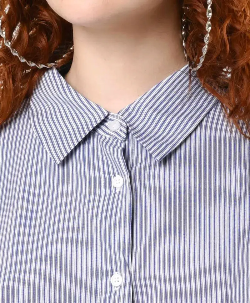 Camisa de rayas azul para mujer - 2