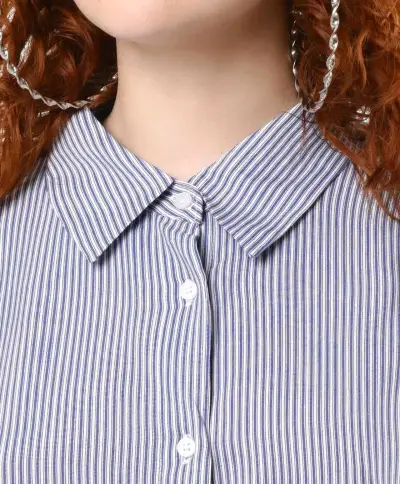 Camisa de rayas azul para mujer - miniatura 2