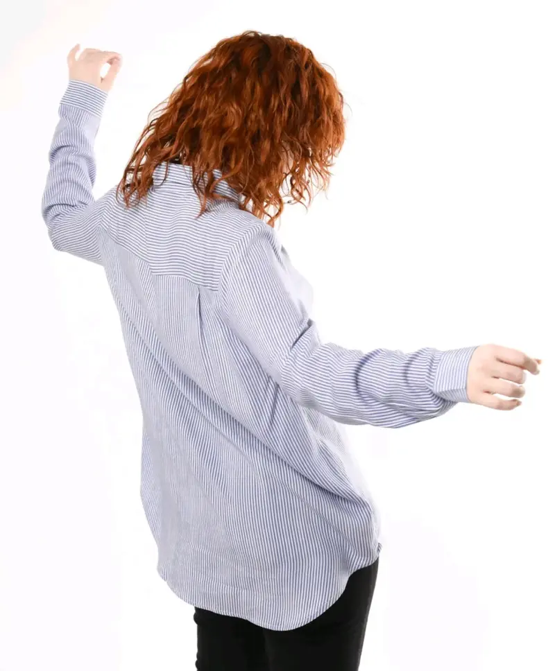 Camisa de rayas azul para mujer - 3