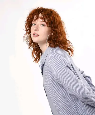 Camisa de rayas azul para mujer - miniatura 4