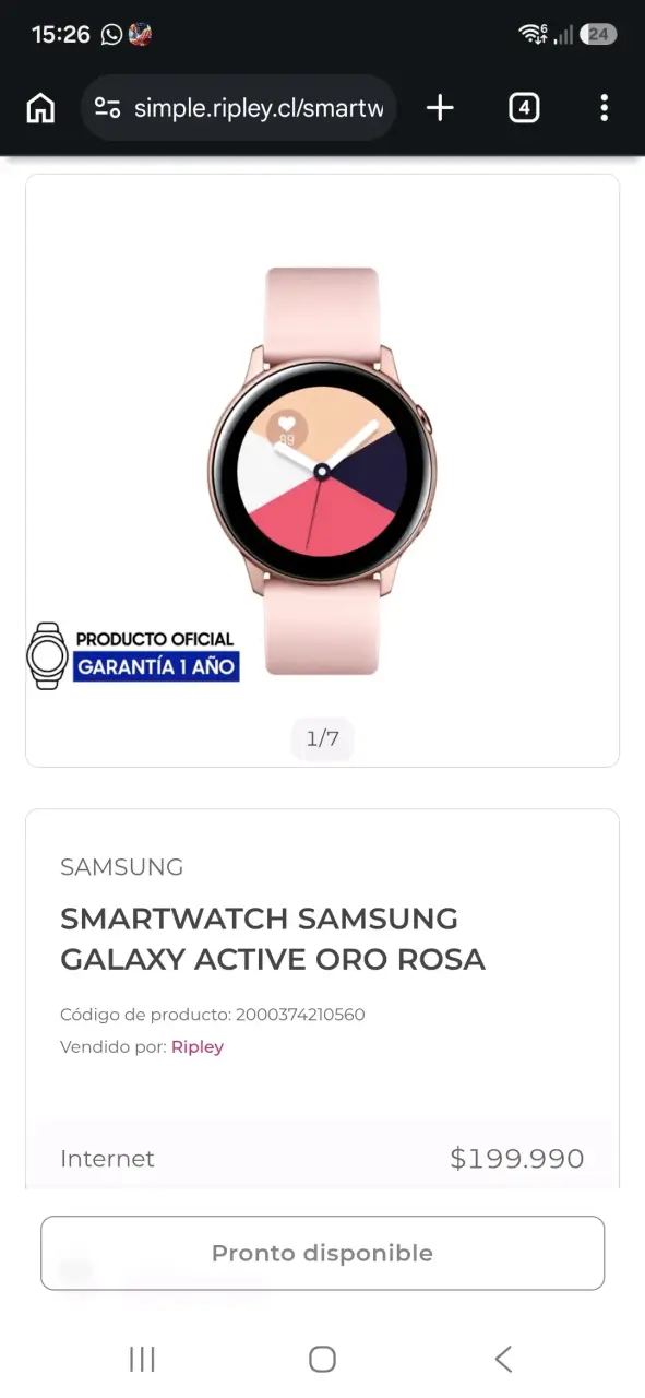 Smartwatch Samsung Galaxy Active Oro Rosa