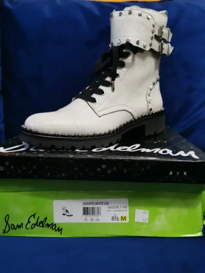Botines de cuero blanco con tachas Sam Edelman - miniatura 1