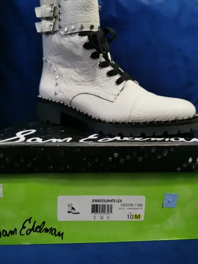 Botas blancas de cuero con tachas Sam Edelman - miniatura 1