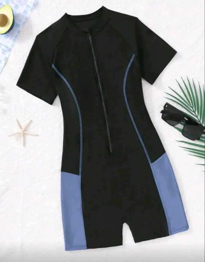Traje de baño de neopreno negro y azul - 1