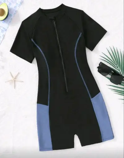 Traje de baño de neopreno negro y azul - miniatura 1
