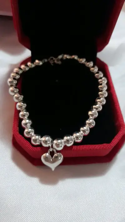 Pulsera  plata brasil con dije de corazón - miniatura 1