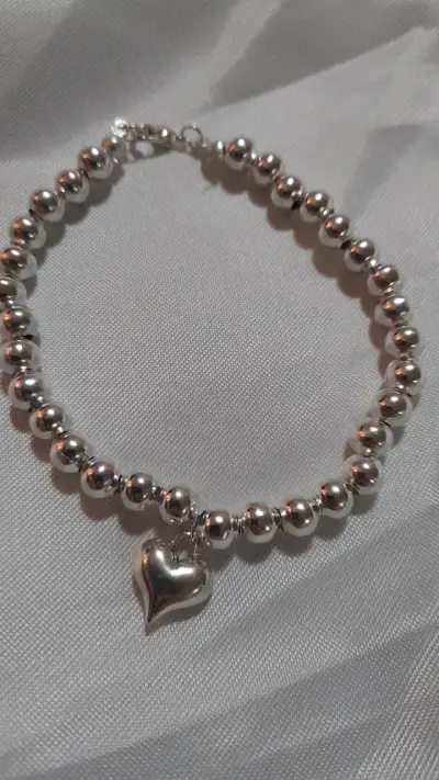 Pulsera  plata brasil con dije de corazón - miniatura 2