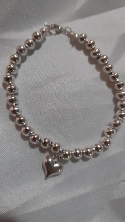 Pulsera  plata brasil con dije de corazón - miniatura 3