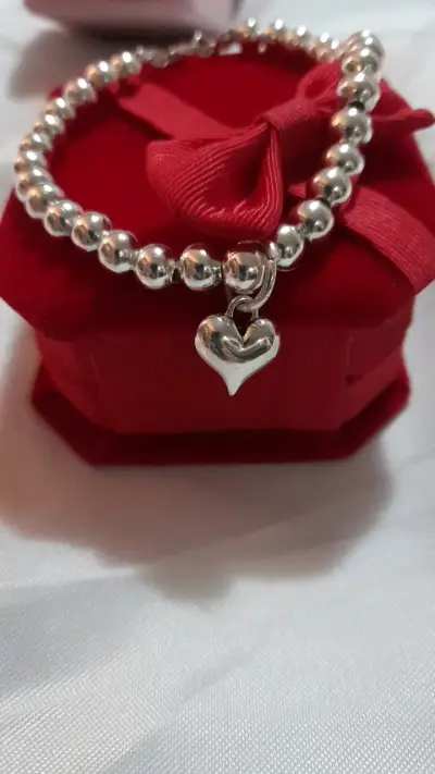 Pulsera  plata brasil con dije de corazón - miniatura 5