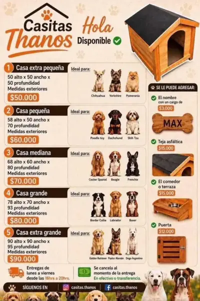 Casitas para perros  de madera - miniatura 1