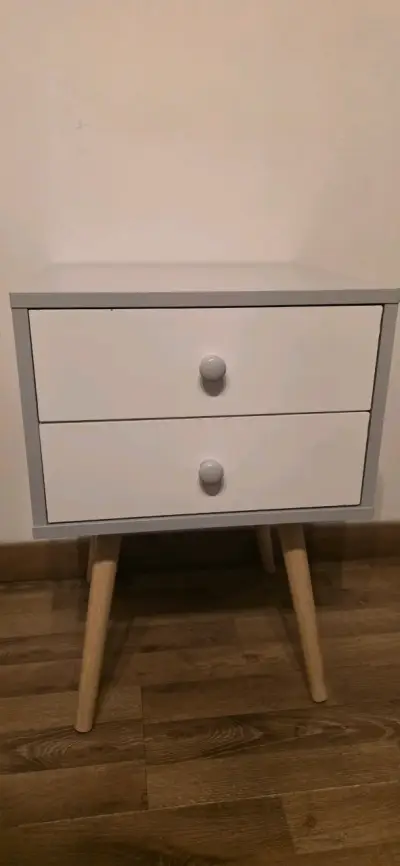 Velador con 2 cajones y patas de madera - miniatura 4