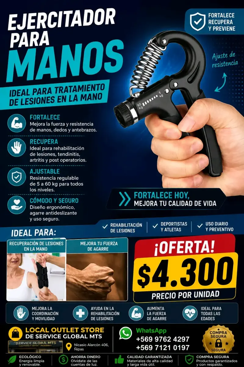 Ejercitador de manos ajustable para rehabilitación