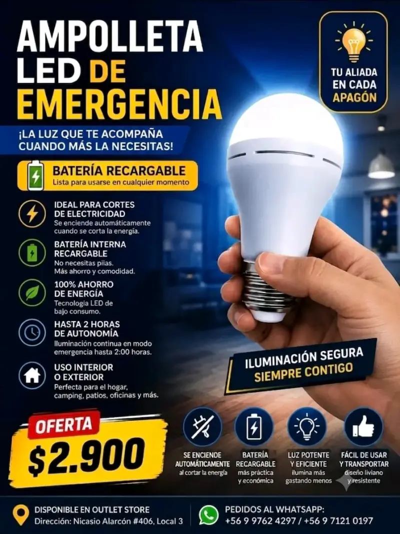 Ampolleta LED de emergencia recargable