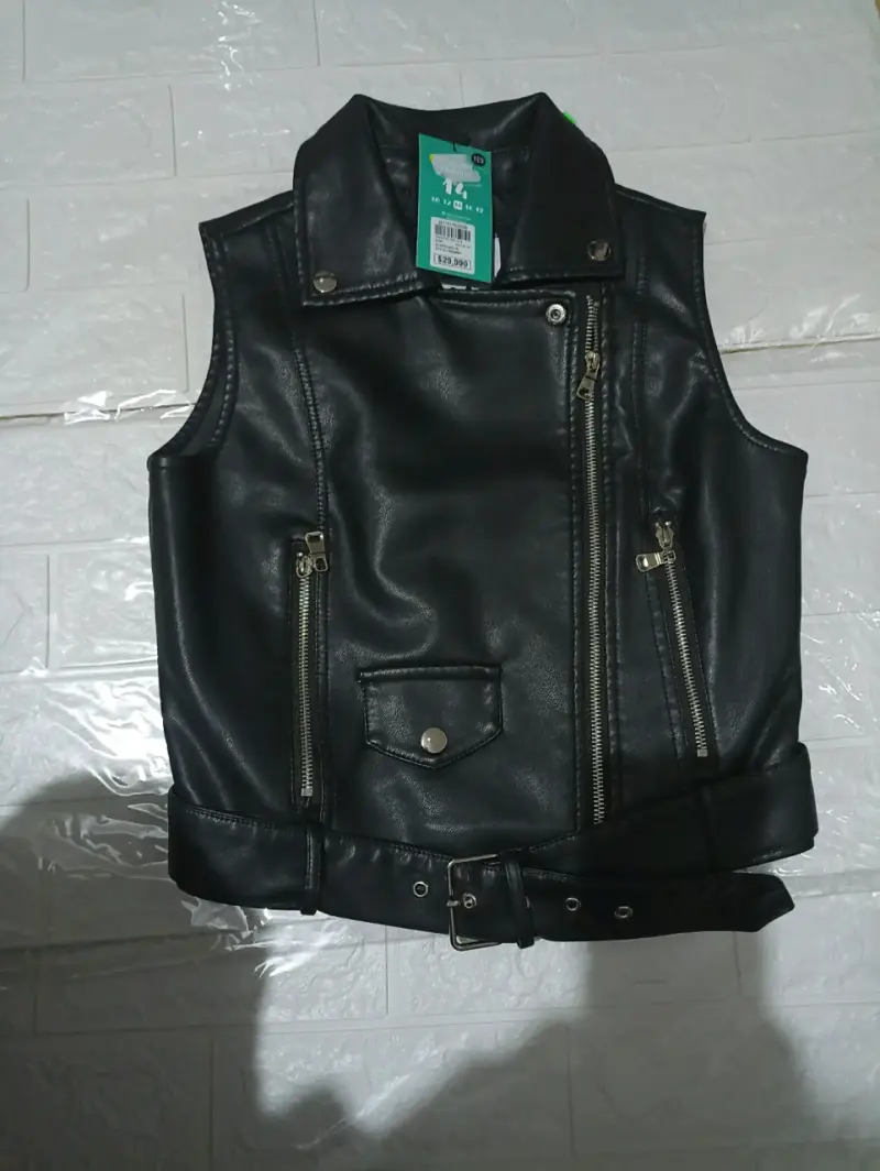Chaqueta de cuero SM sintético negro para niños