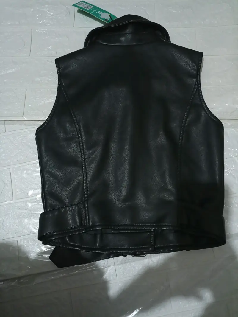 Chaqueta de cuero SM sintético negro para niños - 2