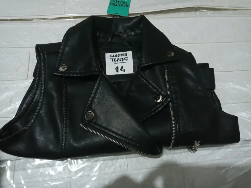 Chaqueta de cuero SM sintético negro para niños - 3