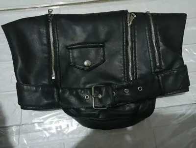 Chaqueta de cuero SM sintético negro para niños - miniatura 4