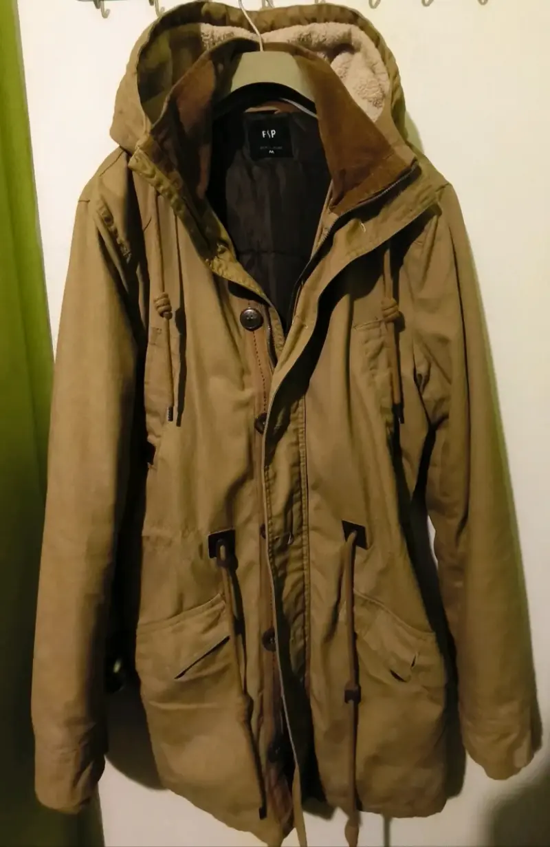 Parka marrón con capucha FSP para hombre - 1