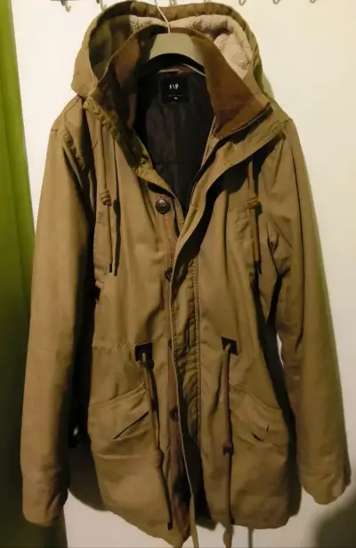 Parka marrón con capucha FSP para hombre - miniatura 1