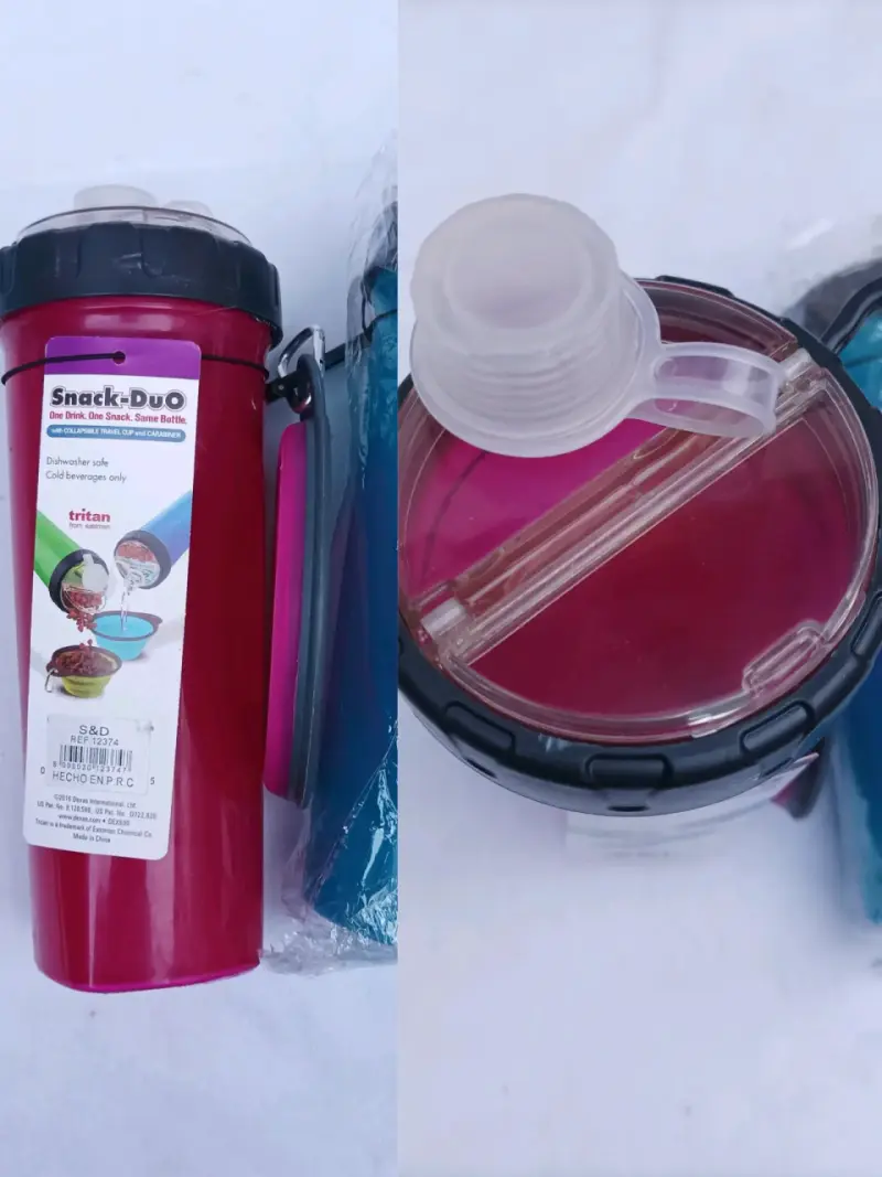 Botella Snack DUO Alimento y Agua Mascotas /plato - 2
