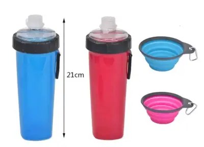 Botella Snack DUO Alimento y Agua Mascotas /plato - miniatura 4
