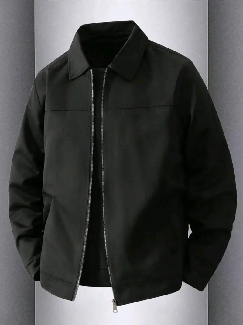 Chaqueta negra para hombre con cierre frontal - 2