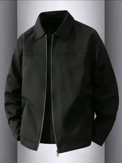 Chaqueta negra para hombre con cierre frontal - miniatura 2