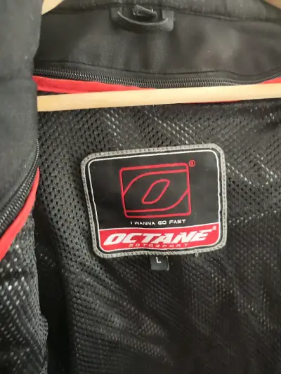 Chaqueta de moto Octane negra con detalles rojos - miniatura 5