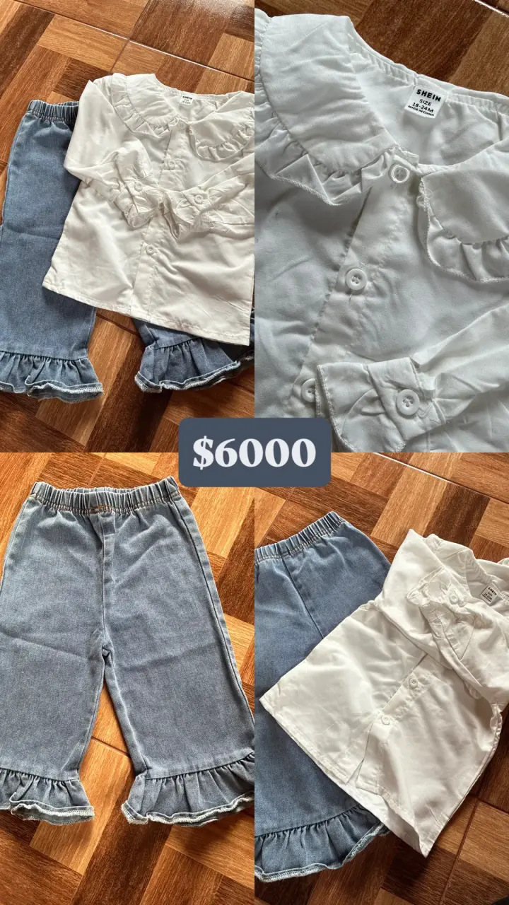 Conjunto Infantil Blusa Blanca y Pantalón Shein - 1