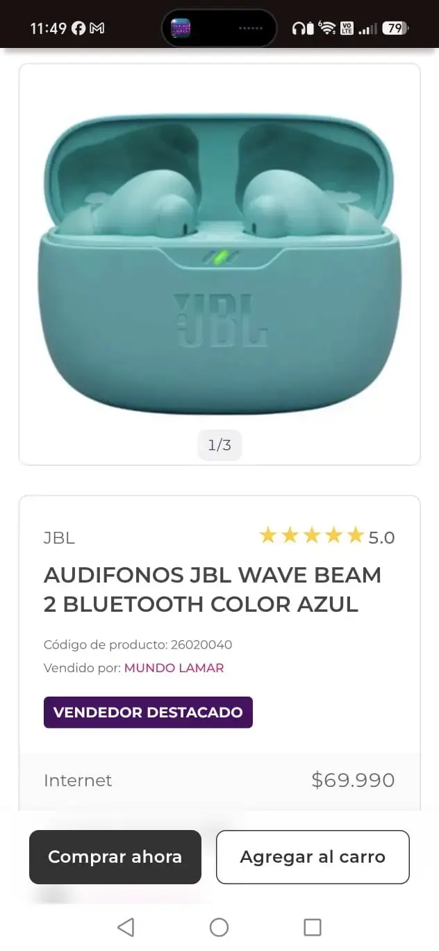 Audífonos JBL Wave Beam 2 Bluetooth Azul