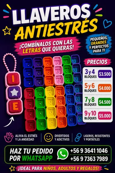 Llavero Antiestrés Personalizable de Bloques - miniatura 1