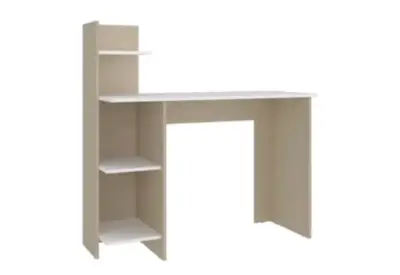 Escritorio con estantes de madera color beige - miniatura 1